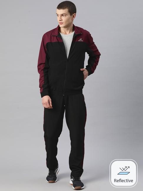 alcis black & wine regular fit logo print tracksuit