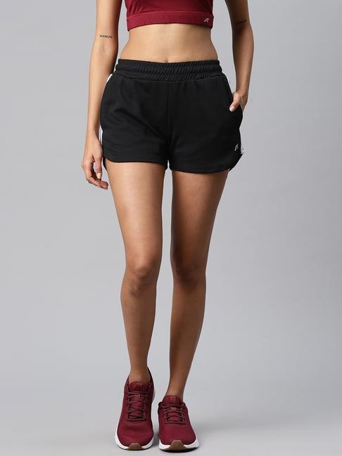 alcis black polyester sports shorts