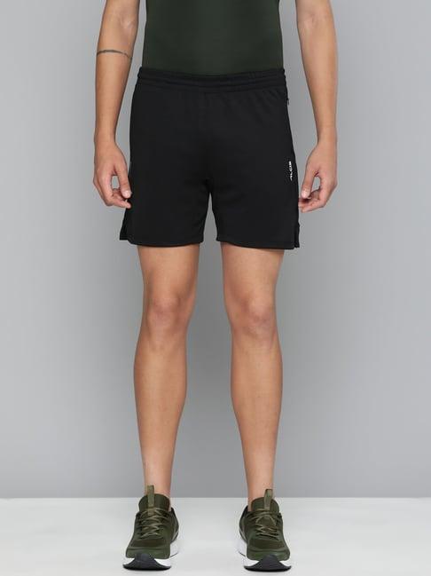 alcis black slim fit sports shorts