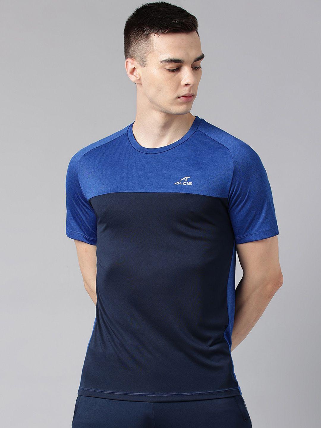 alcis colourblocked anti-static dry tech slim fit sports t-shirt
