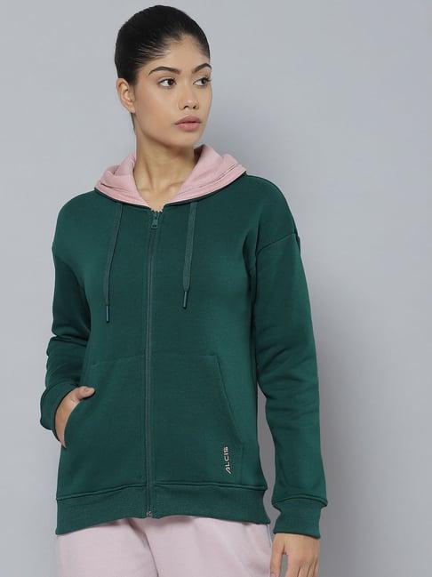 alcis dark green logo print hoodie