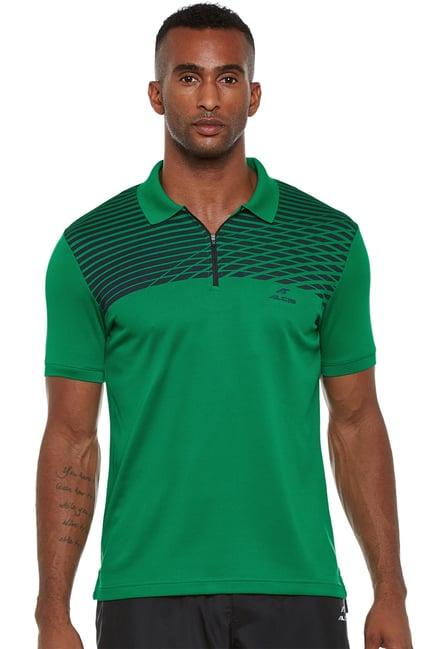 alcis green printed polo t-shirt