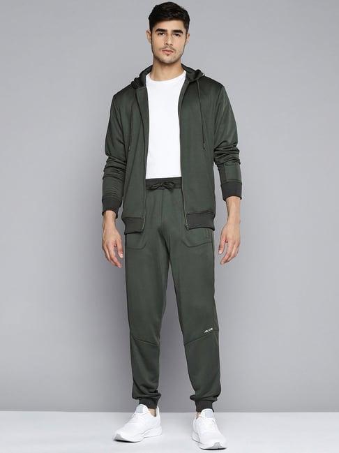 alcis green slim fit printed tracksuits