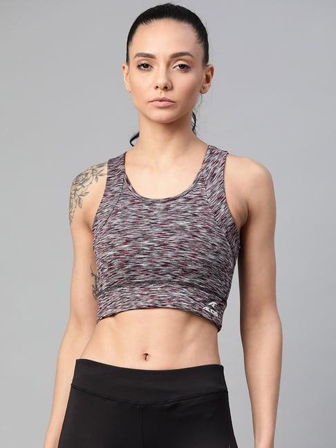 alcis grey & red non wired padded sports bra