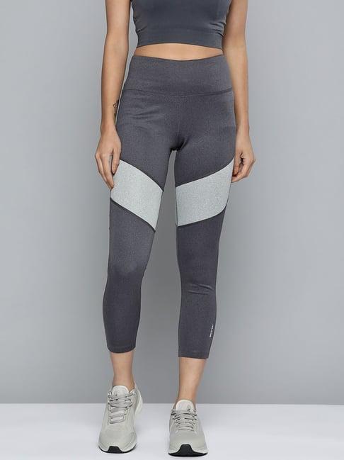 alcis grey color-block mid rise cropped tights