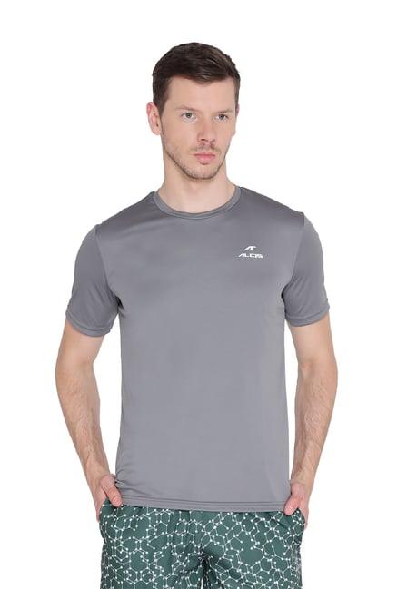 alcis grey regular fit solid t-shirt