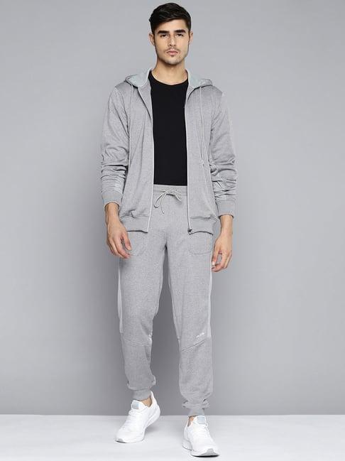 alcis grey slim fit printed tracksuits