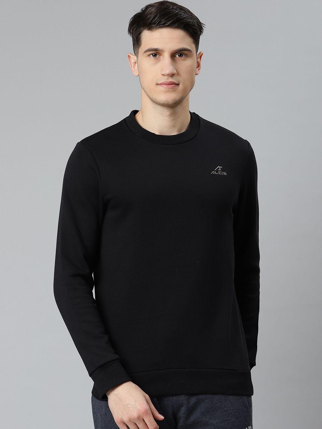 alcis men black brand logo pullover sweatshirt