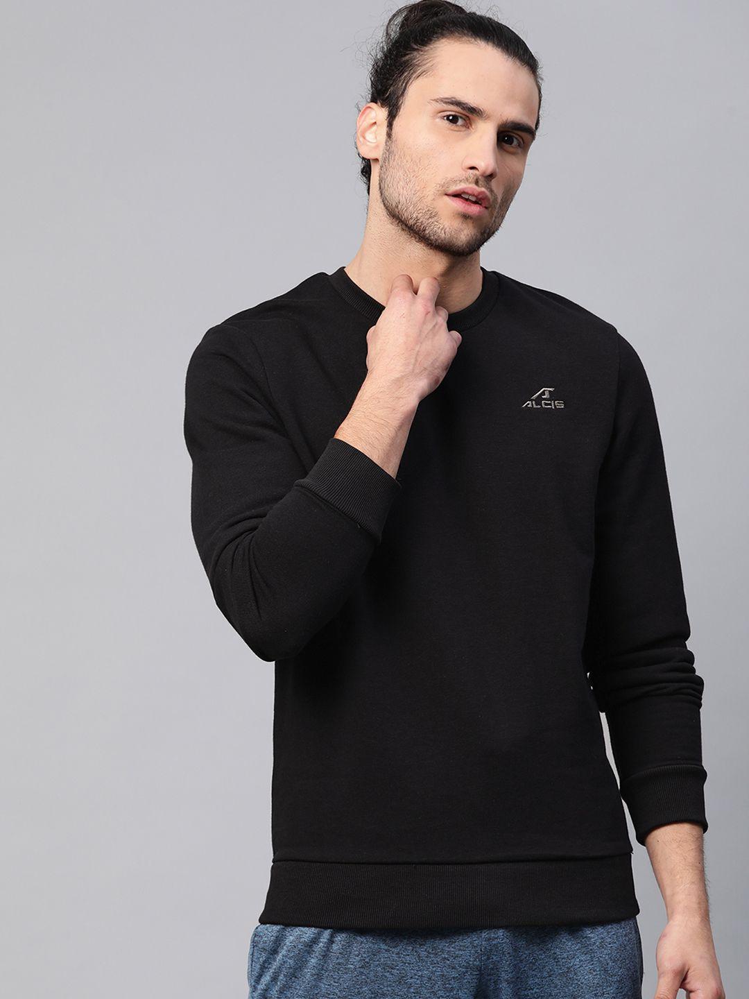 alcis men black solid sweatshirt