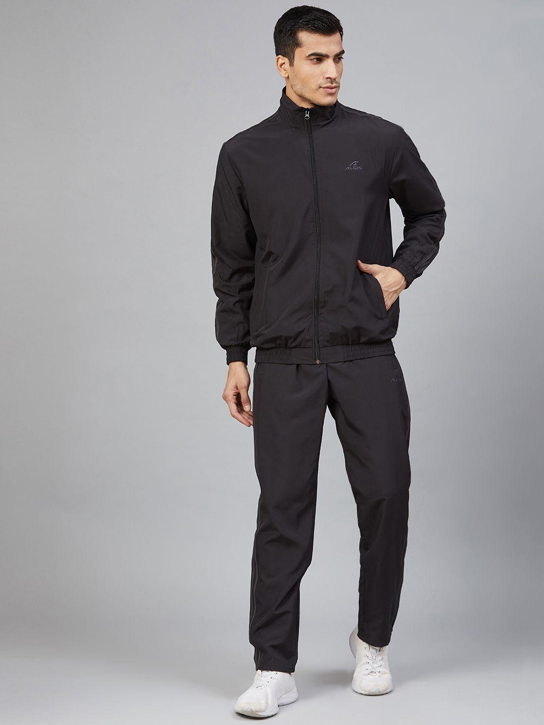 alcis men black solid tracksuit