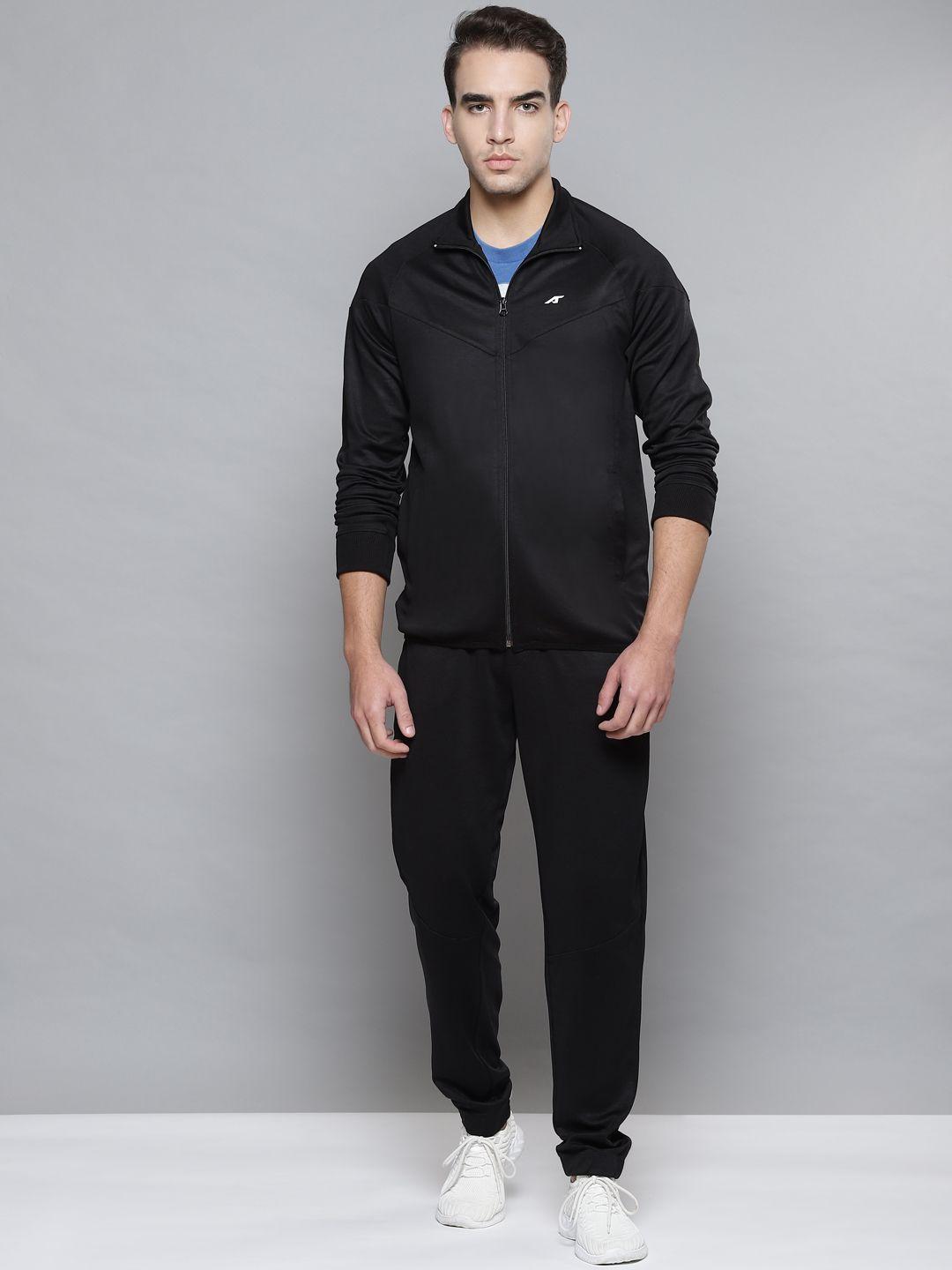 alcis men black solid tracksuit