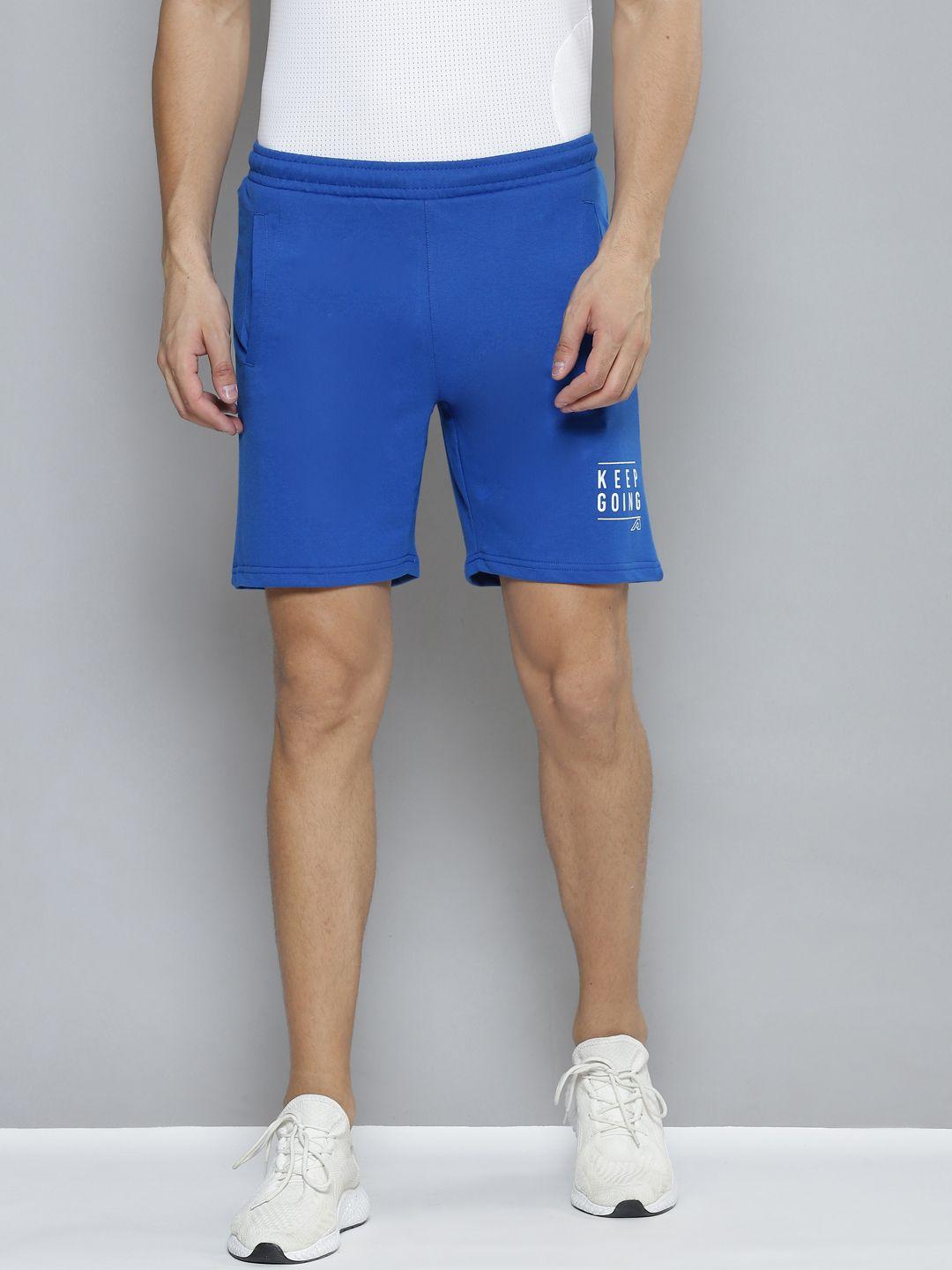 alcis men blue slim fit training or gym sports shorts