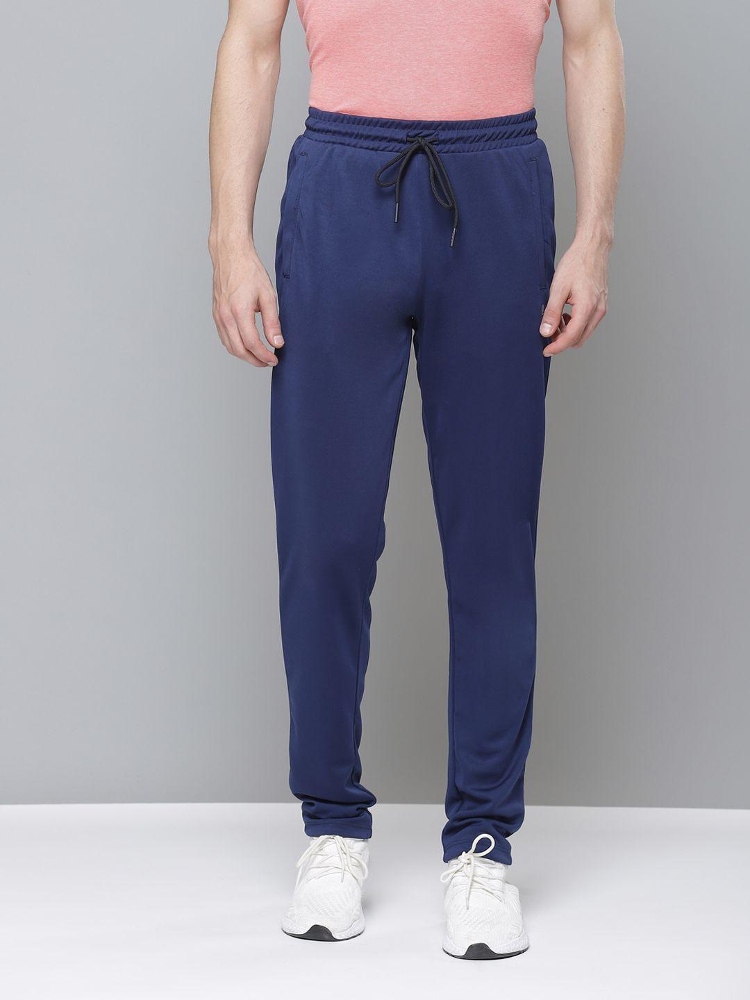 alcis men blue solid slim fit track pants