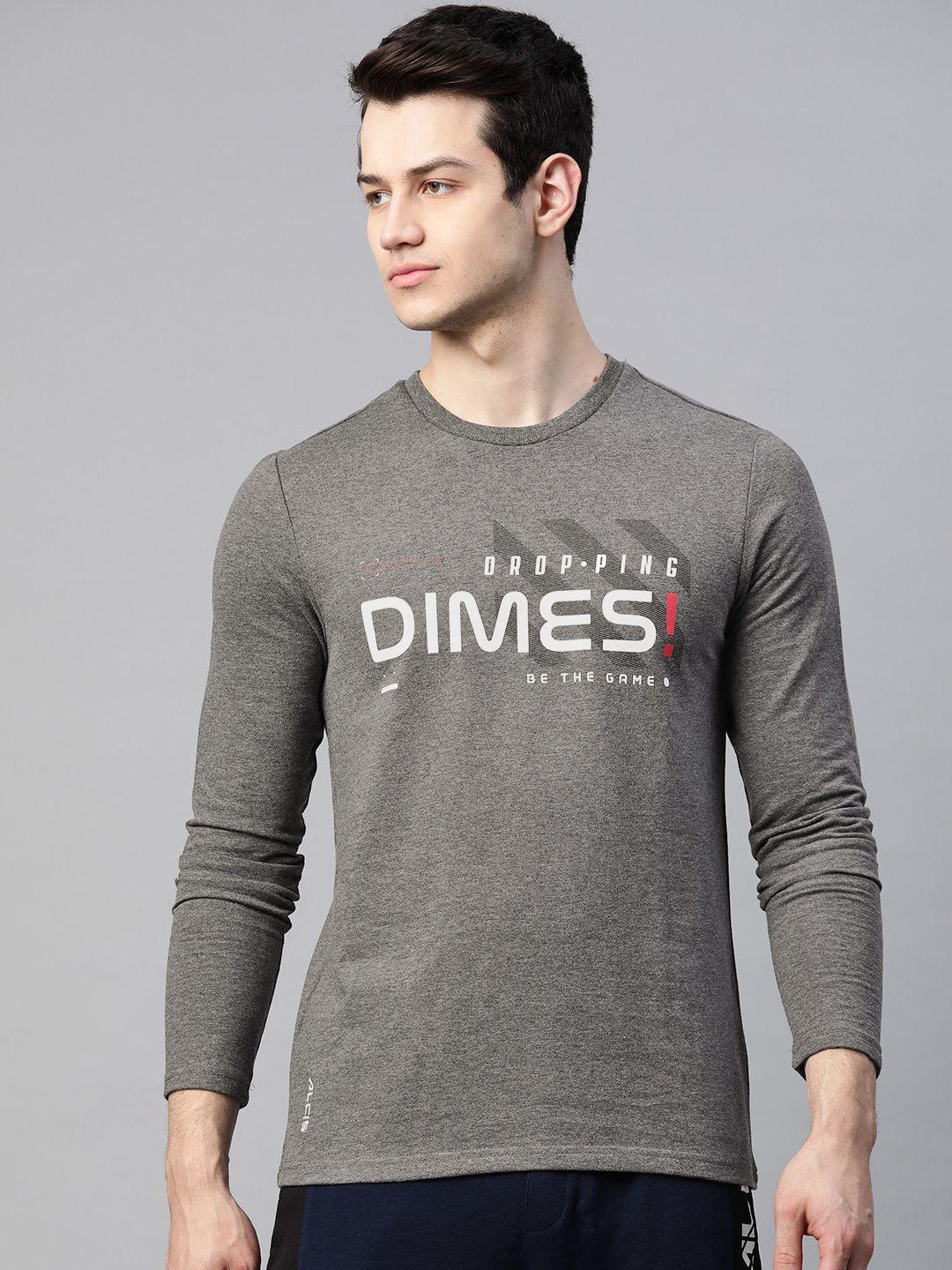 alcis men charcoal grey & white printed outdoor sweatshirt