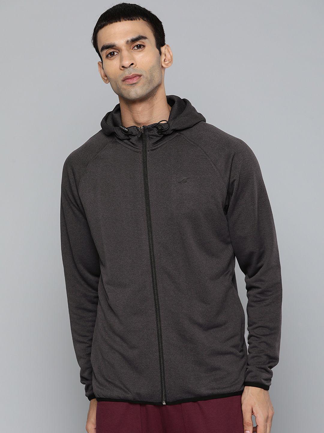 alcis men charcoal grey hooded sporty jacket