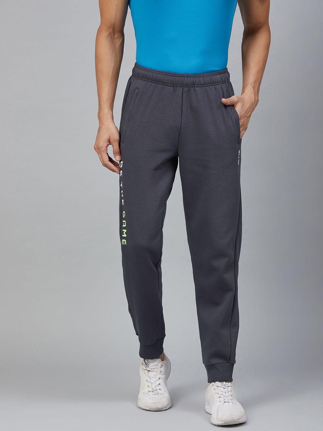 alcis men charcoal grey solid joggers