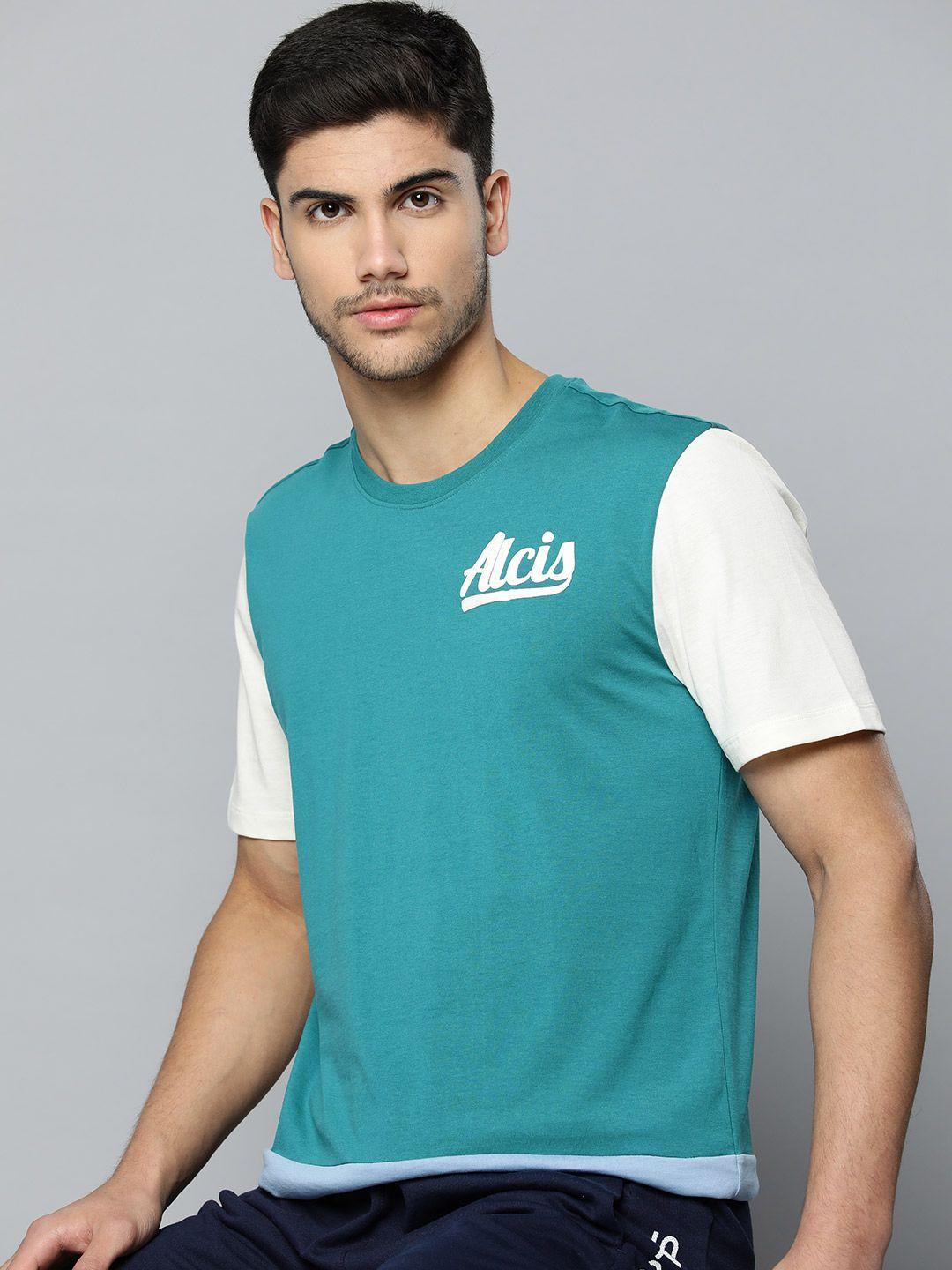 alcis men colourblocked anti static sports t-shirt