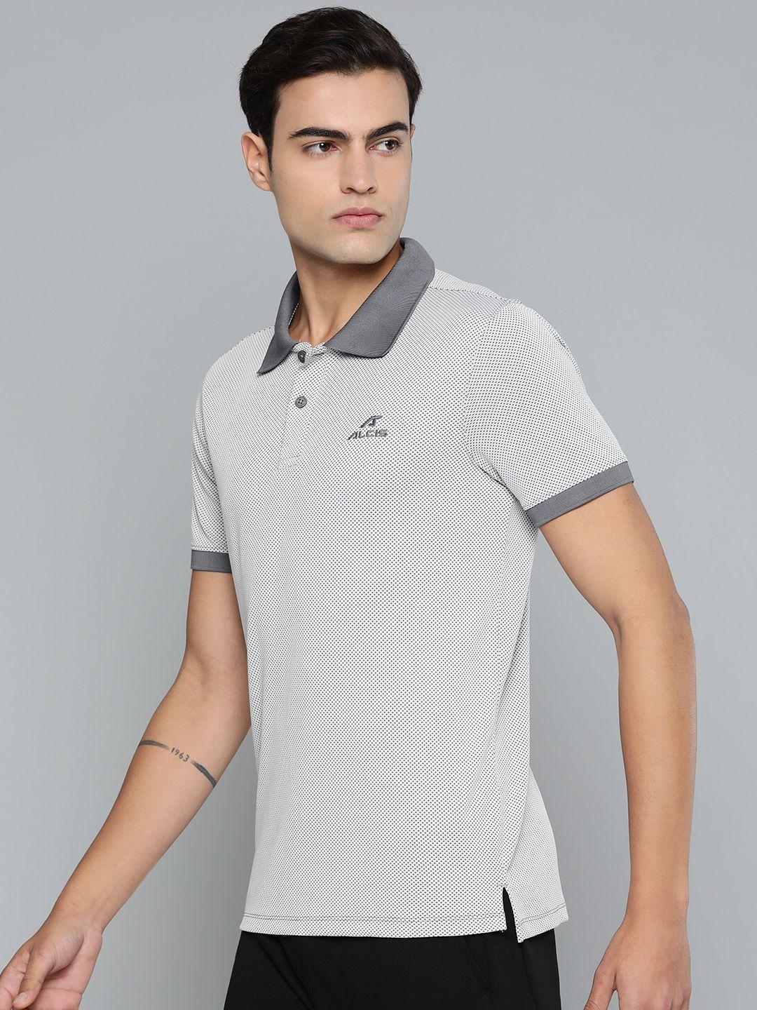 alcis men colourblocked polo collar dry tech slim fit sports t-shirt