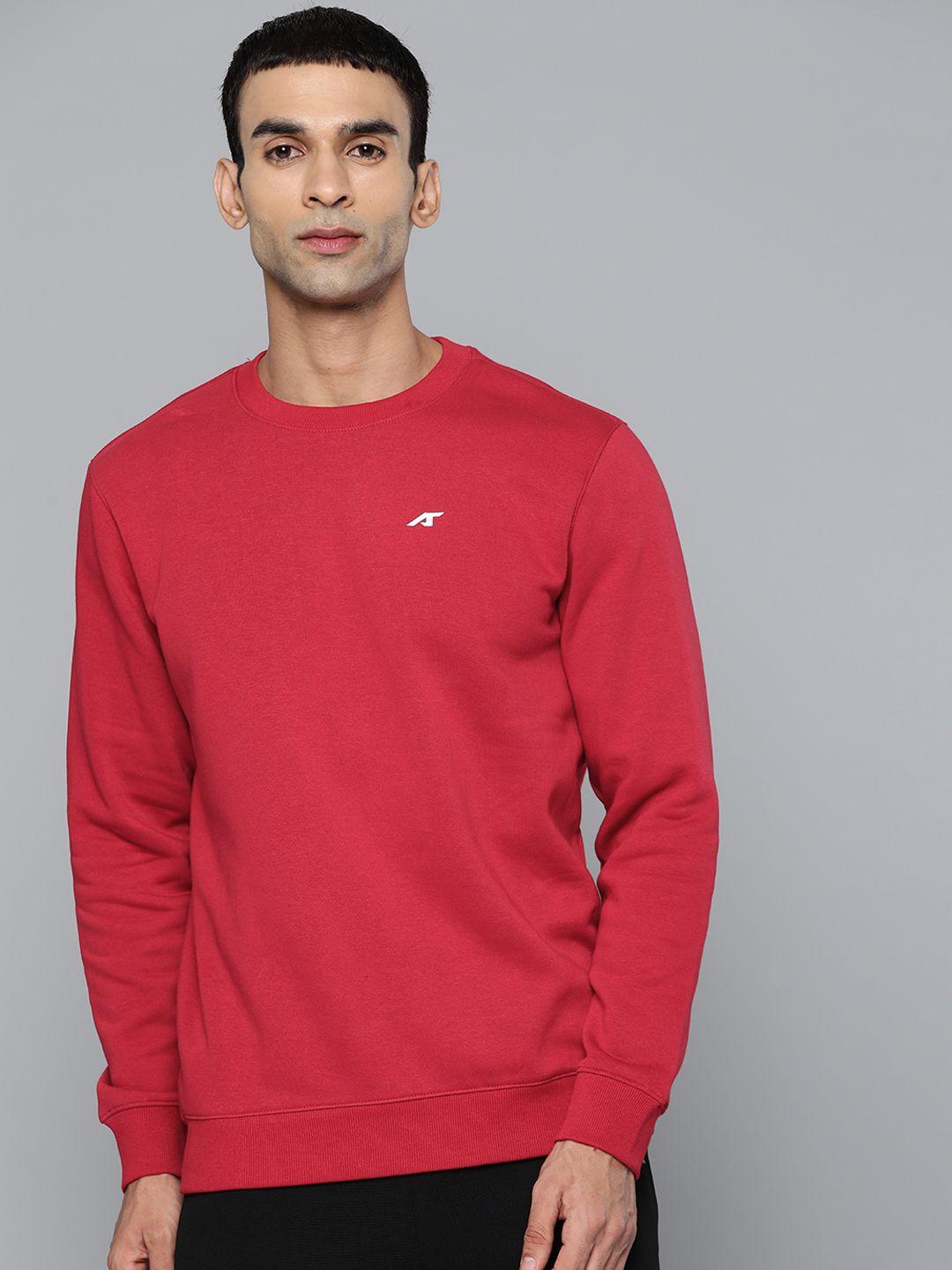 alcis men coral red cotton sweatshirt