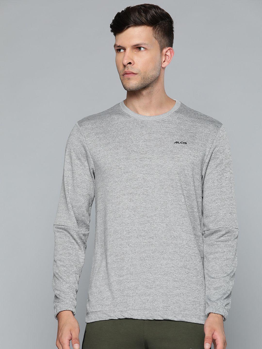 alcis men grey melange solid sweatshirt