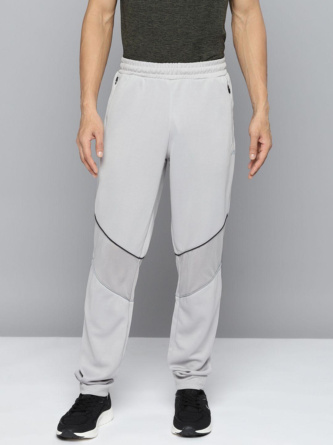alcis men grey striped slim-fit training track pants
