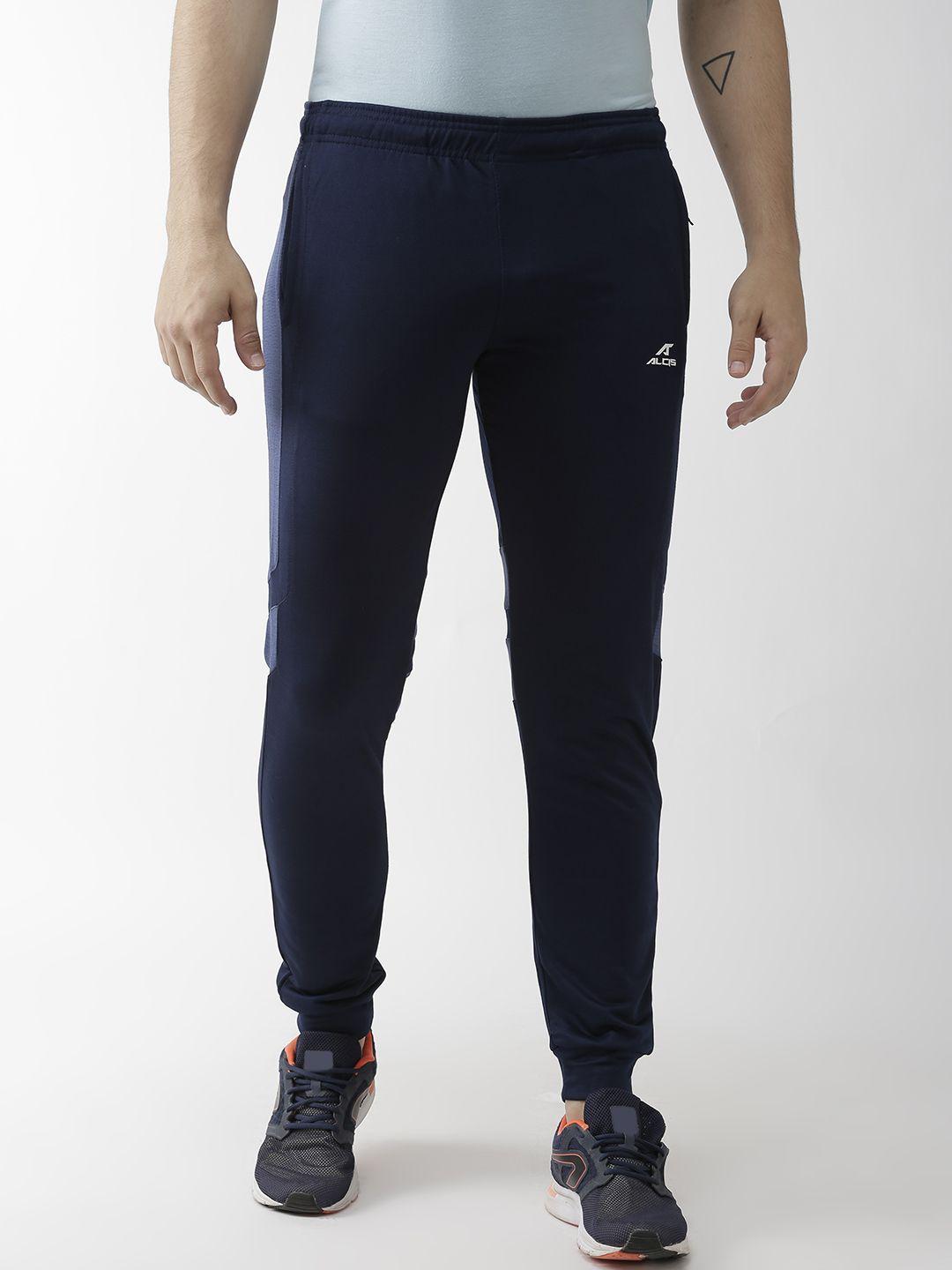 alcis men navy blue solid slim fit outdoor joggers