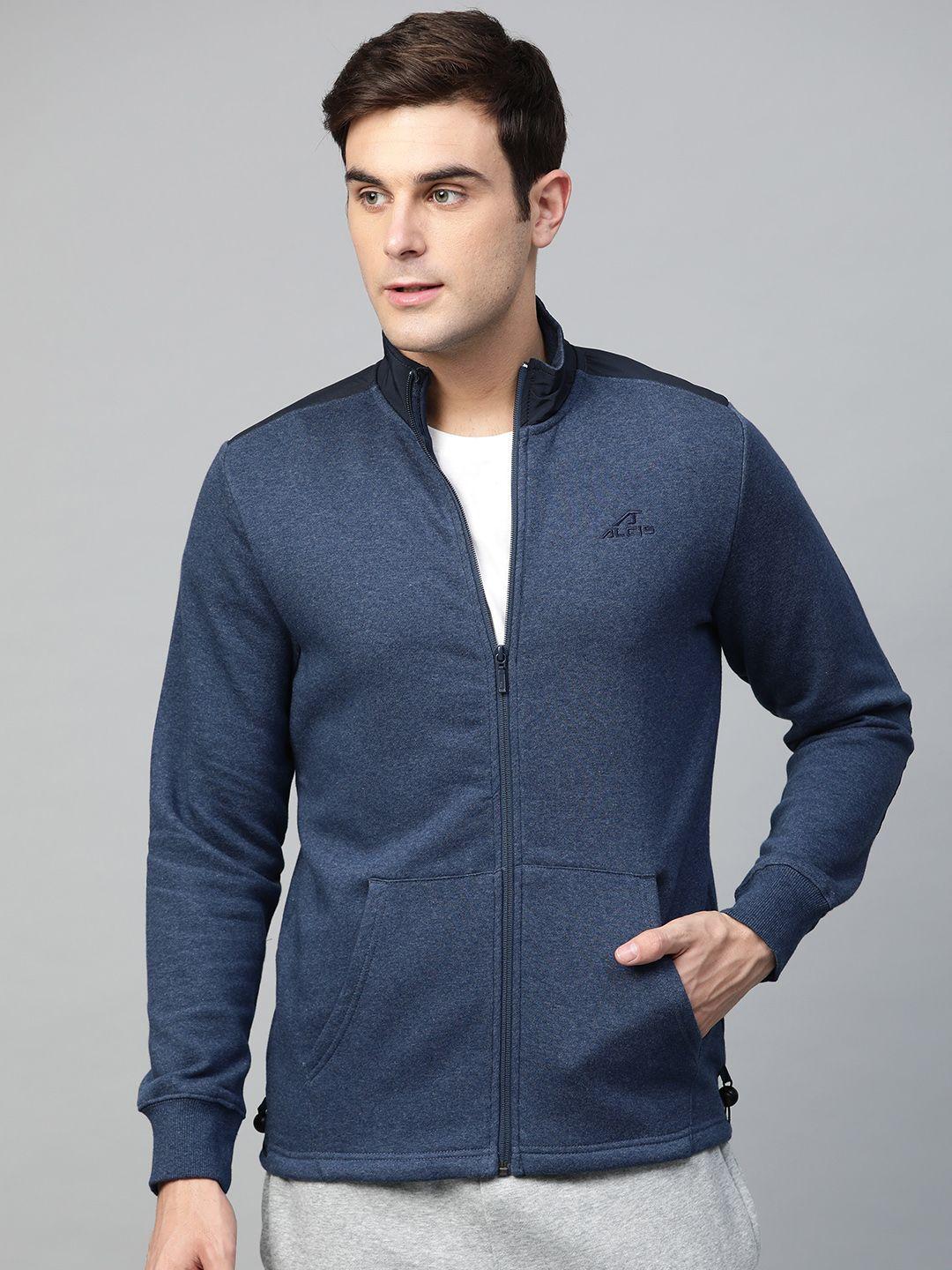 alcis men navy blue solid sporty jacket