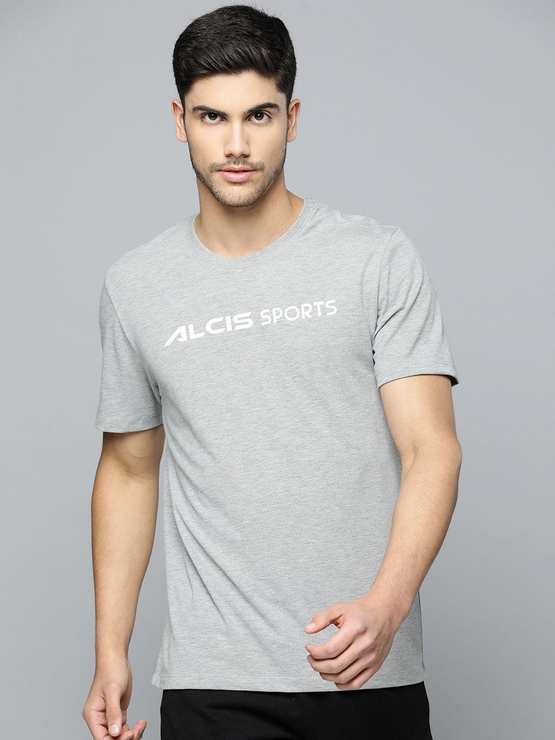 alcis men typography printed anti static sports t-shirt