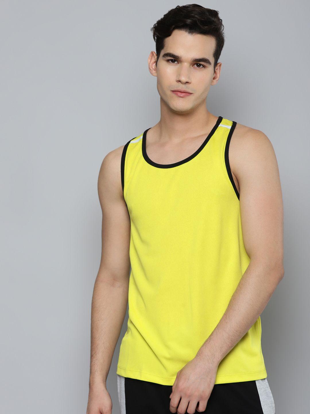 alcis men yellow slim fit training or gym t-shirt