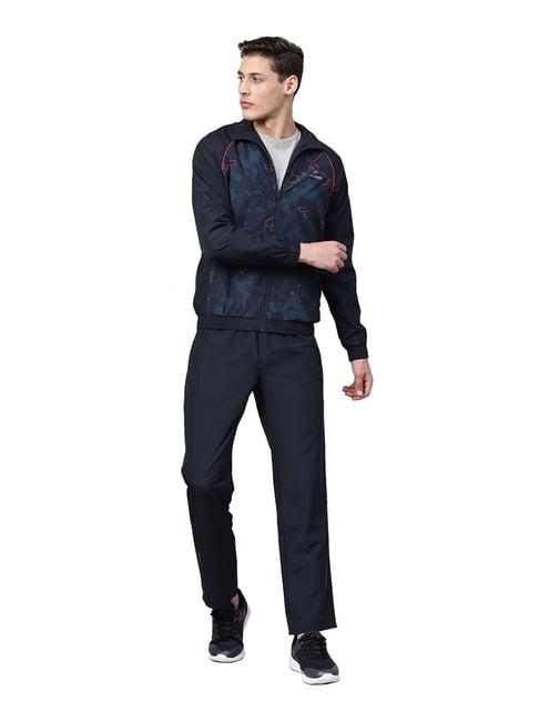 alcis navy regular fit printed tracksuit