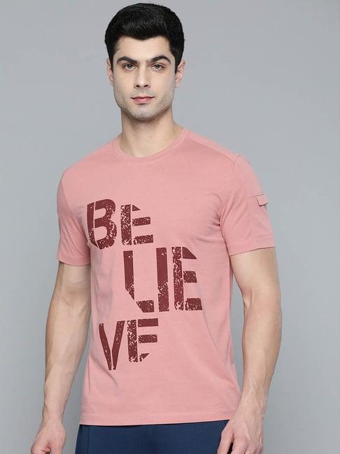 alcis pink printed round neck t-shirt