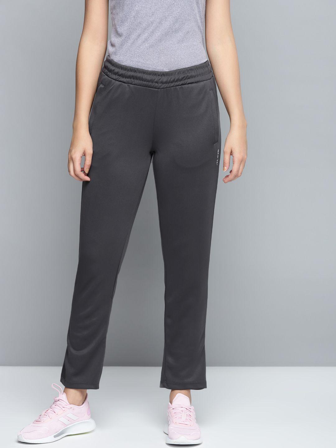 alcis women charcoal grey solid track pants