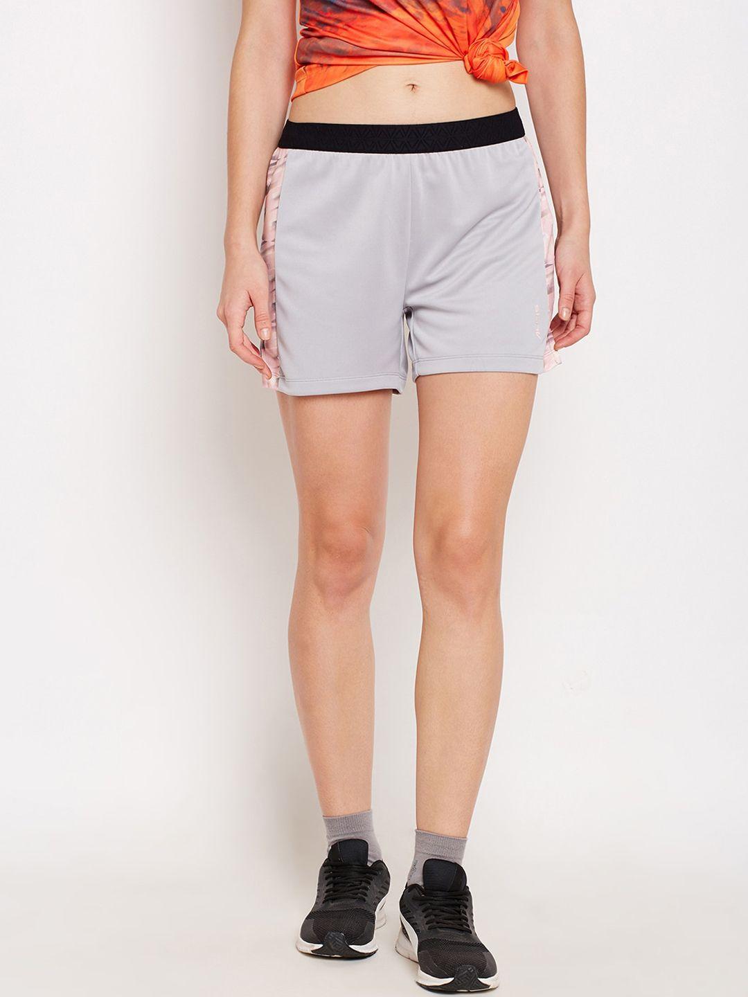 alcis women grey solid regular fit sports shorts