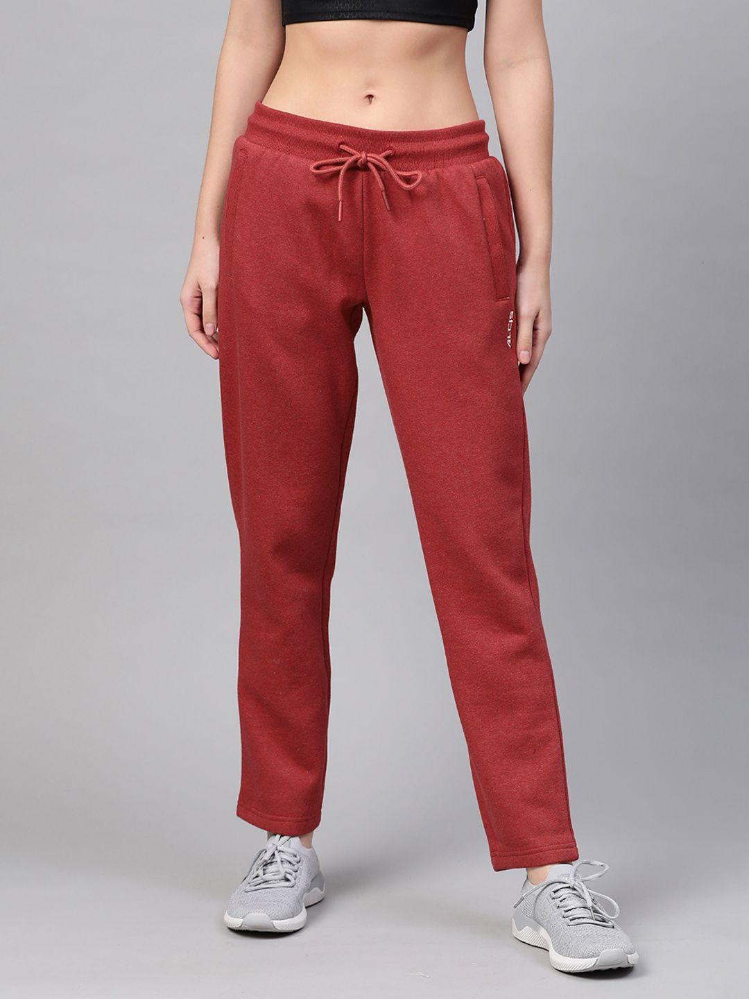 alcis women maroon solid track pants