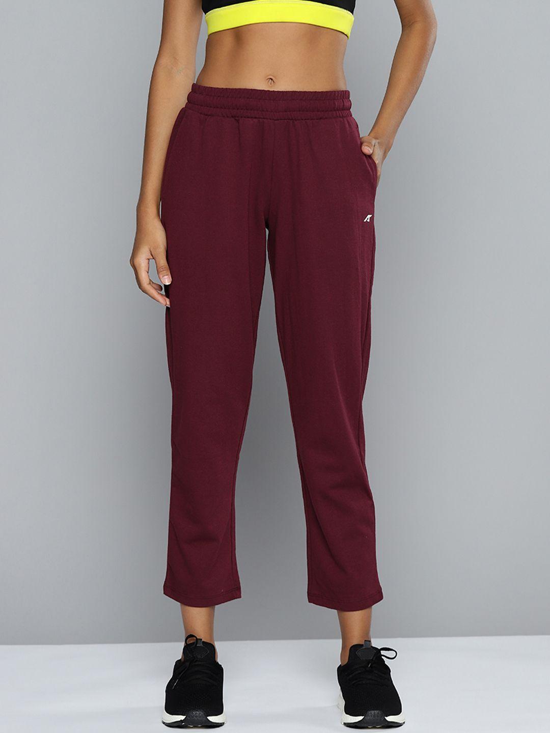 alcis women maroon solid track pants