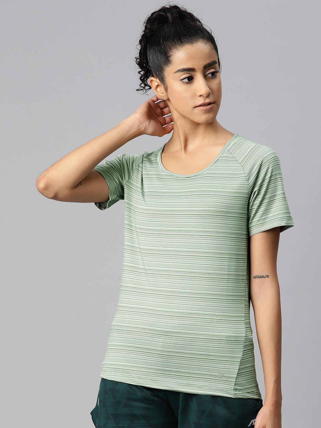 alcis women striped dry tech slim fit t-shirt