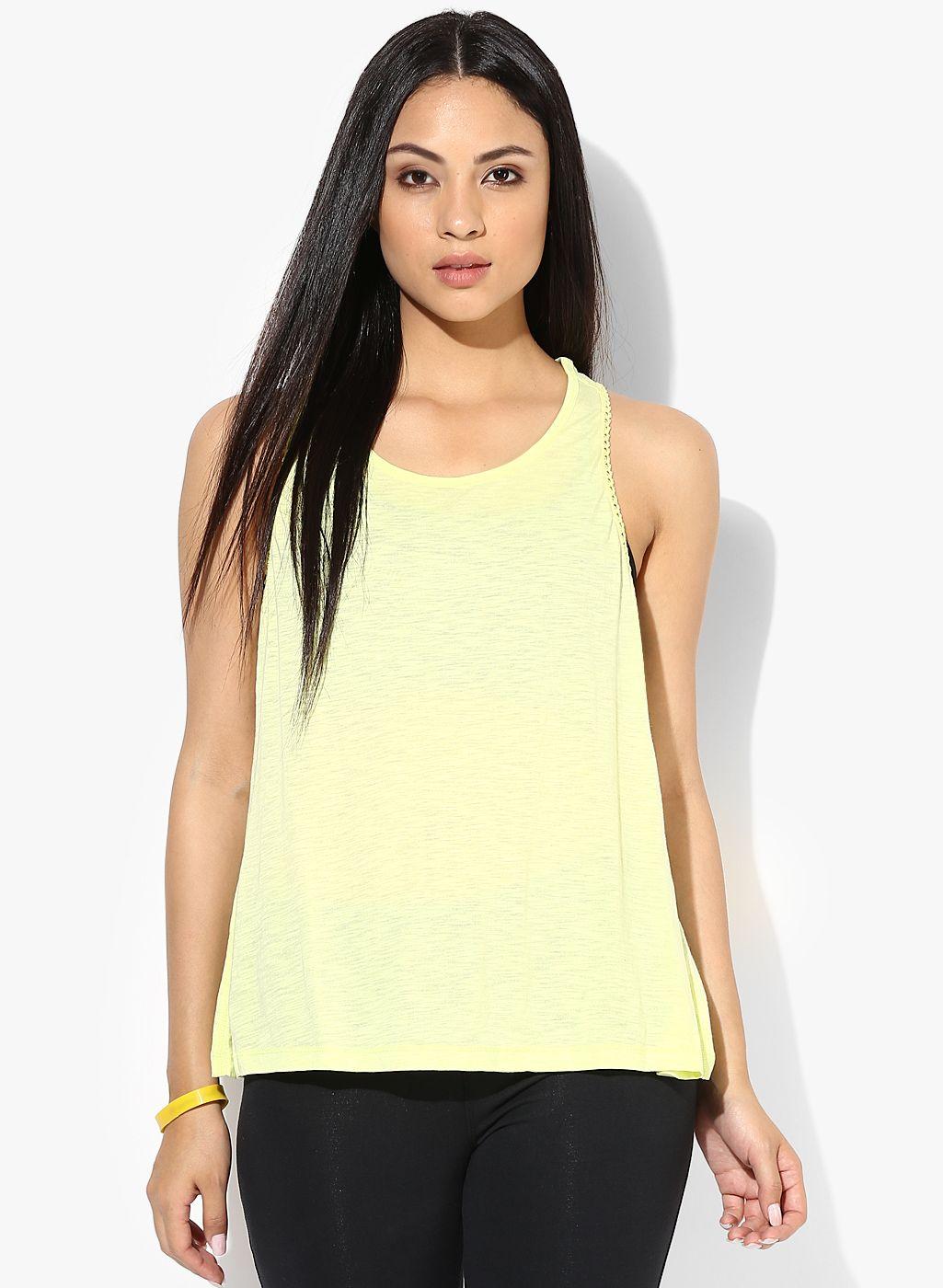 alcis women yellow solid tank top