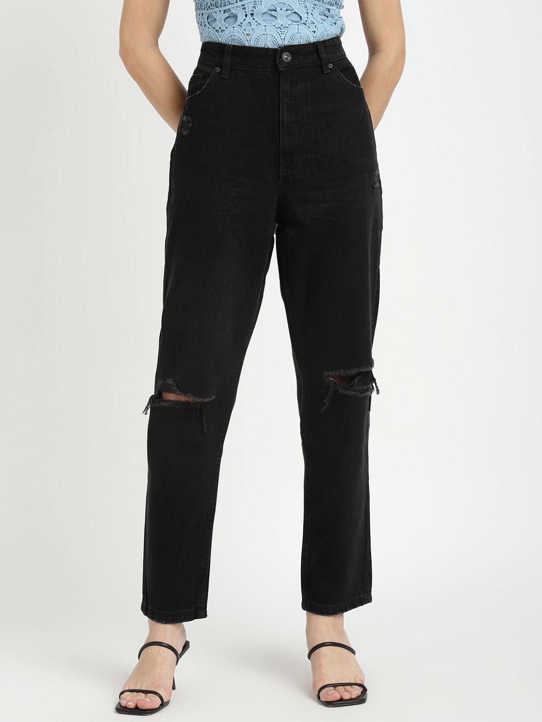 alcott cotton high-rise slash knee jeans