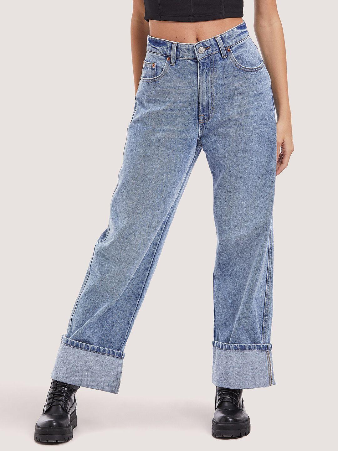 alcott cotton wide leg high-rise jeans