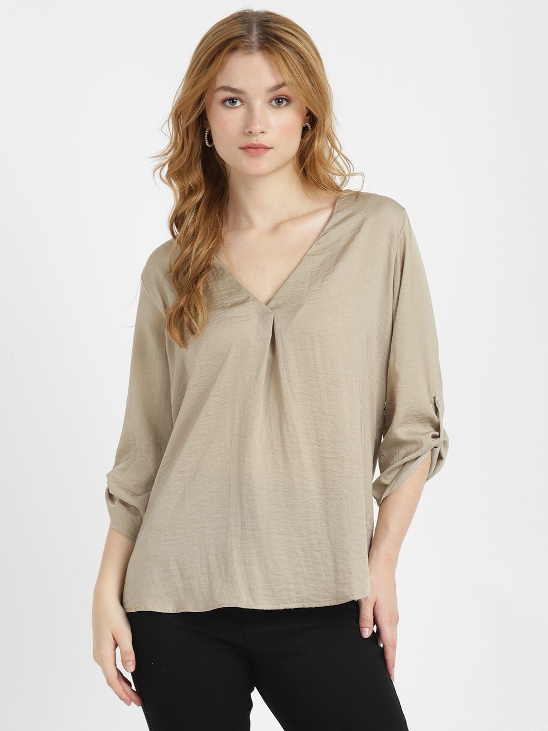 alcott crinkle detail pleated roll-up sleeves top