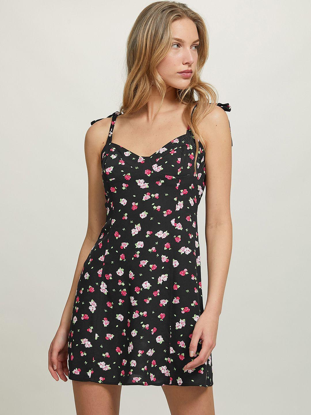 alcott floral print a-line mini dress