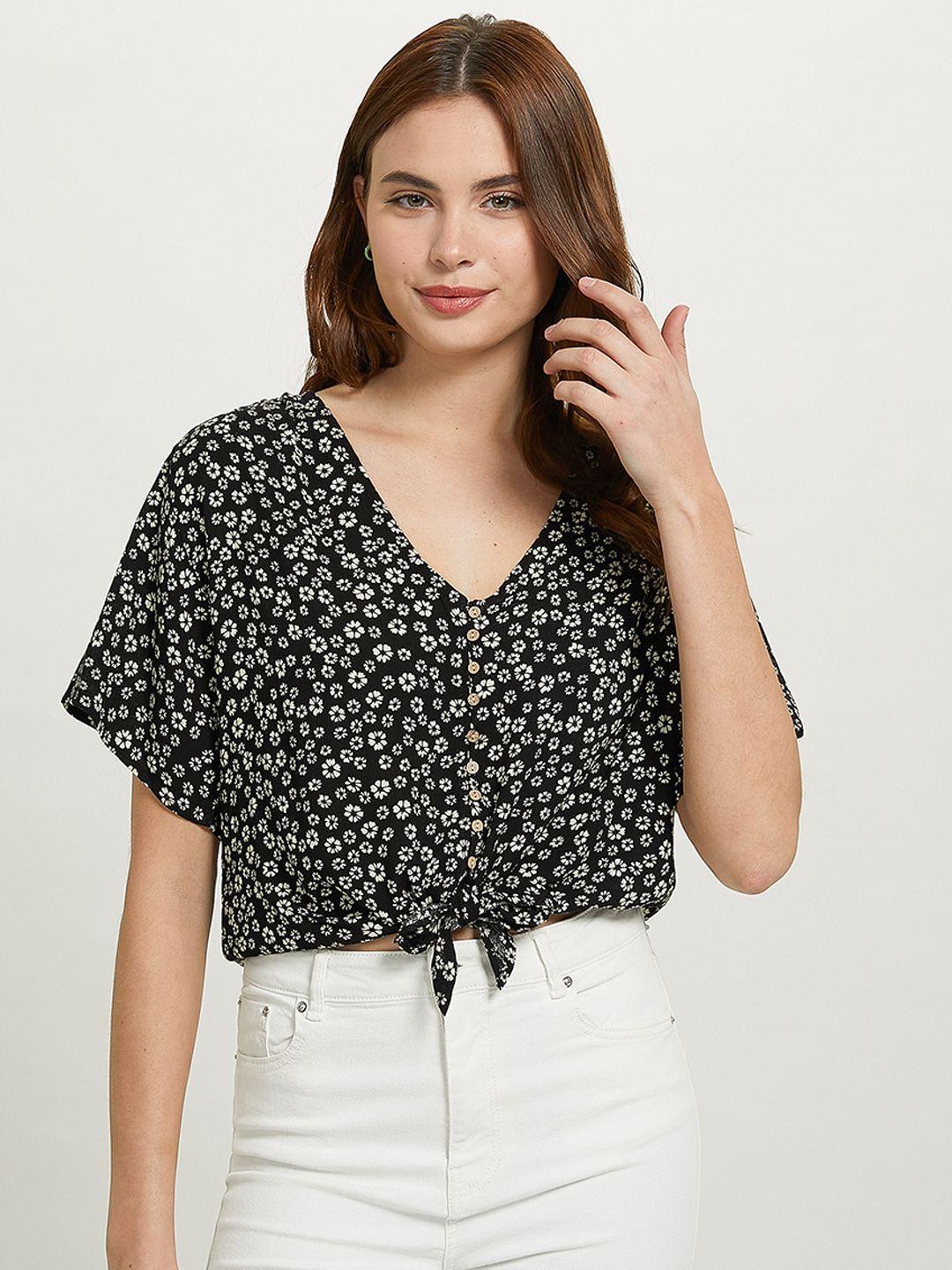 alcott floral print flared sleeve shirt style top