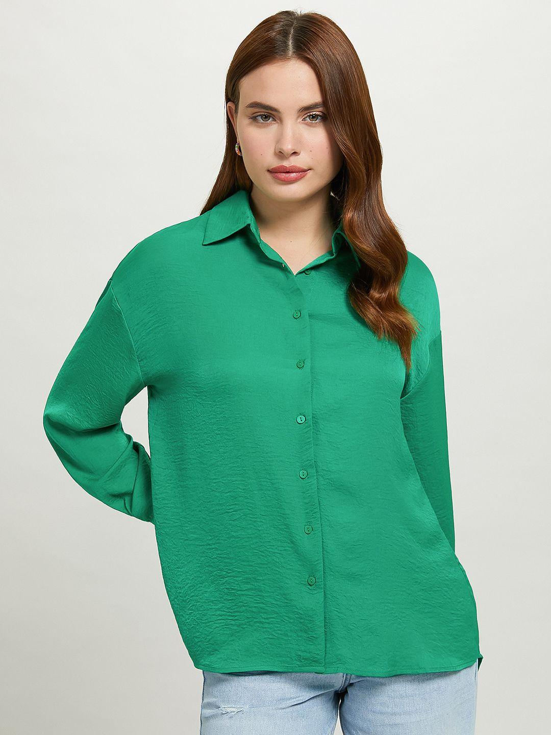 alcott high-low hem boxy opaque casual shirt