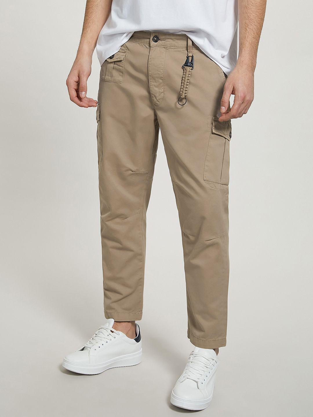 alcott men slim fit pure cotton cargos