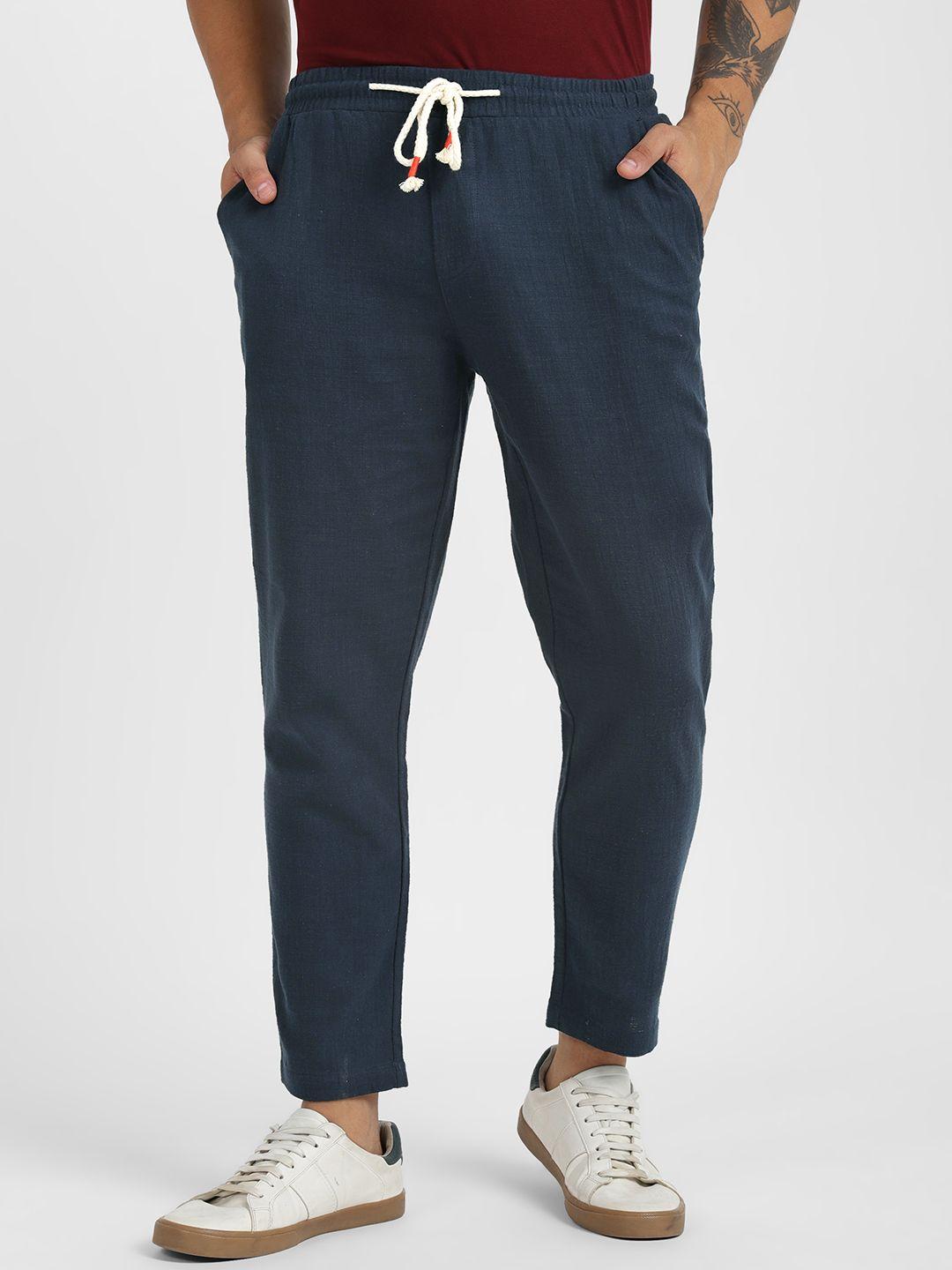 alcott men tapered fit pure cotton trousers