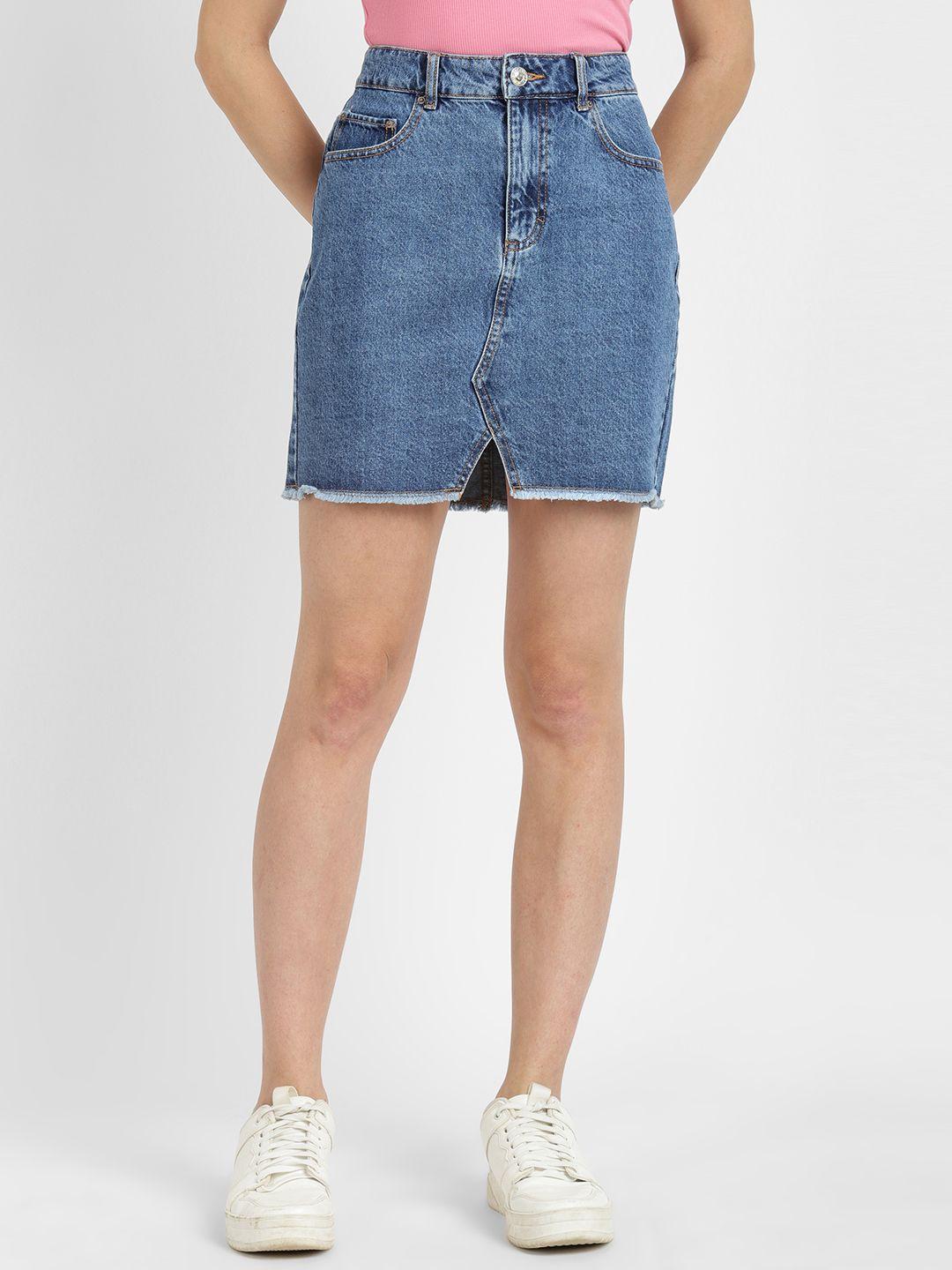 alcott pure cotton denim mini skirt
