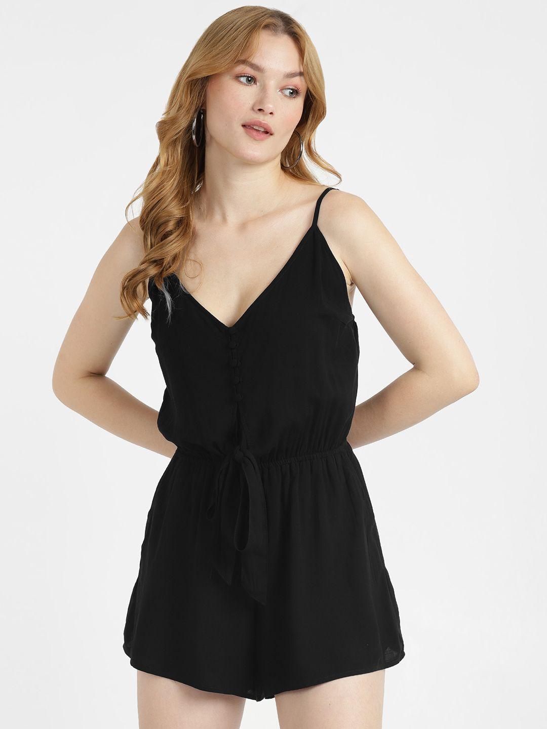 alcott tie-up detail shoulder straps playsuit