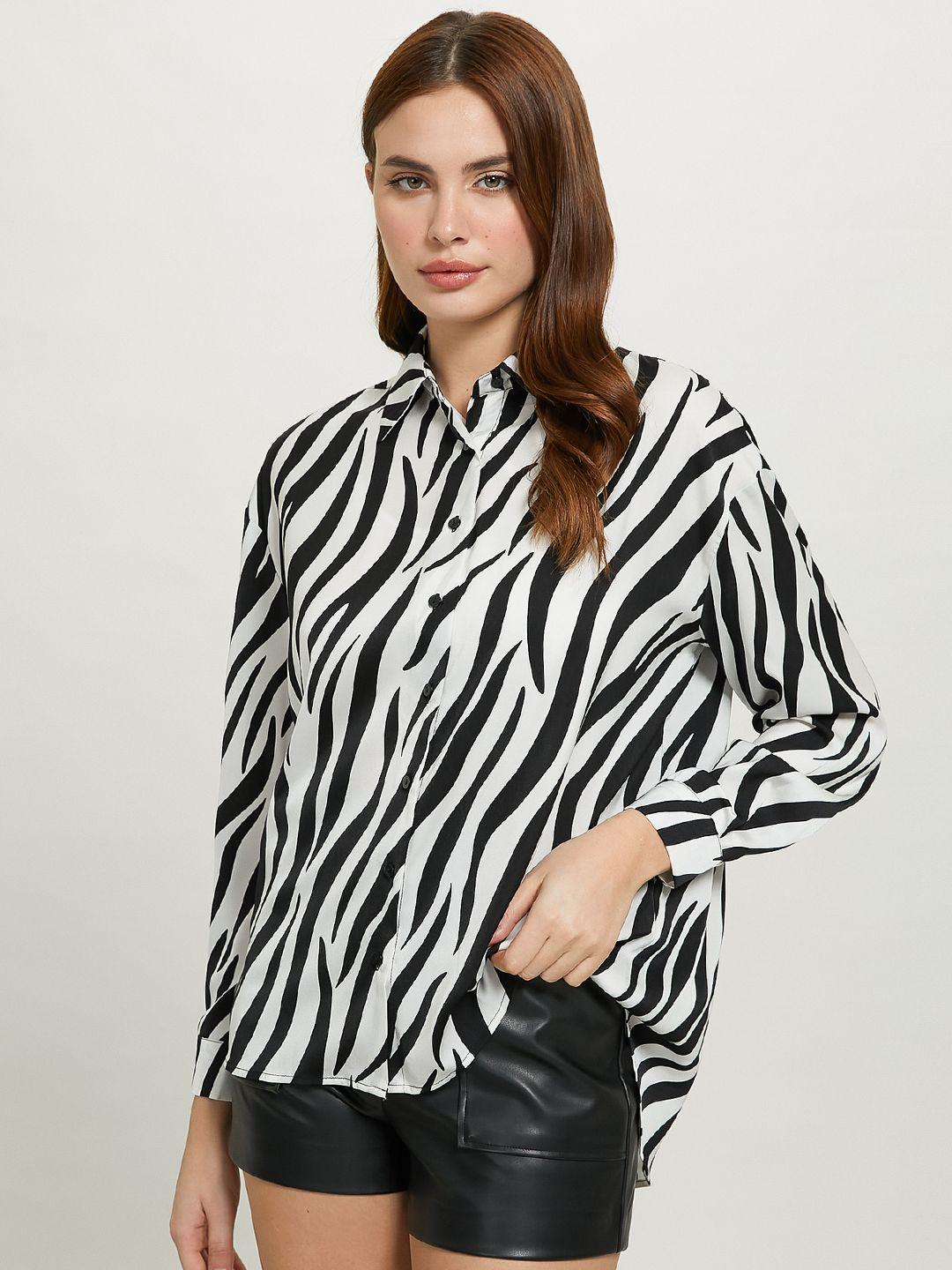 alcott women animal print shirt