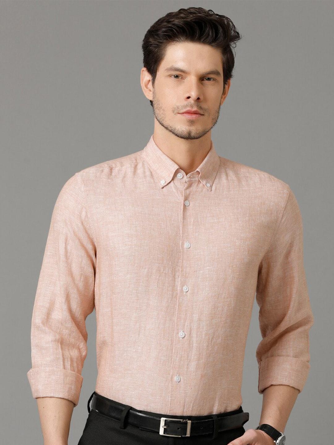 aldeno button-down collar comfort regular fit pure linen casual shirt