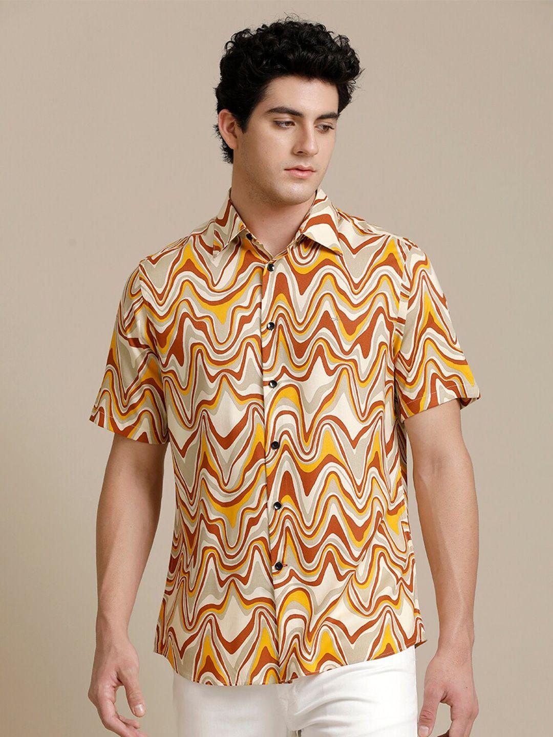 aldeno abstract printed cotton comfort opaque casual shirt